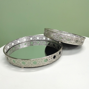 Plateau de service et de rangement pour bijoux en métal argenté de luxe, personnalisé, écologique et réutilisable, pour la décoration intérieure, le bureau et le salon - Product Image 1