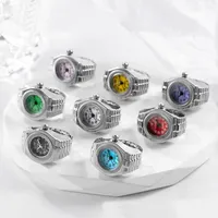 Jam tangan jari Mini Vintage, arloji pasangan tali elastis, cincin Quartz Romawi