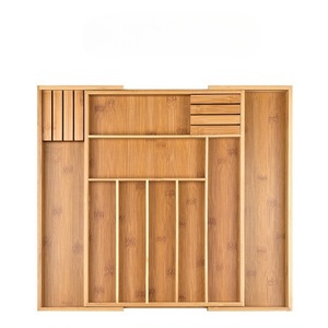 Organisateur de tiroir de cuisine moderne et durable en bambou, prêt à l'emploi, extensible, pour couverts (50x43x5cm) (porte-couteaux) - Product Image 1