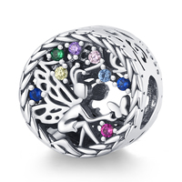 Lot de perles en forme de petit elfe, saphir bleu, diy, grosses, de forêt, zircon, creux, en argent 925, accessoires scc198