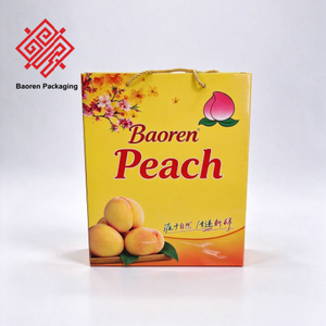 Caja de regalo de cartón corrugado impresa a medida para melocotones con bolsa de papel a juego para el empaque de melocotones amarillos frescos - Product Image 1