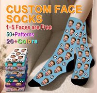 Chaussettes personnalisées avec portrait imprimé OEKO Tex100, cadeau amusant, chaussettes mi-hautes pour hommes et femmes, vente en gros, OEM, chaussettes personnalisées avec photo de visage