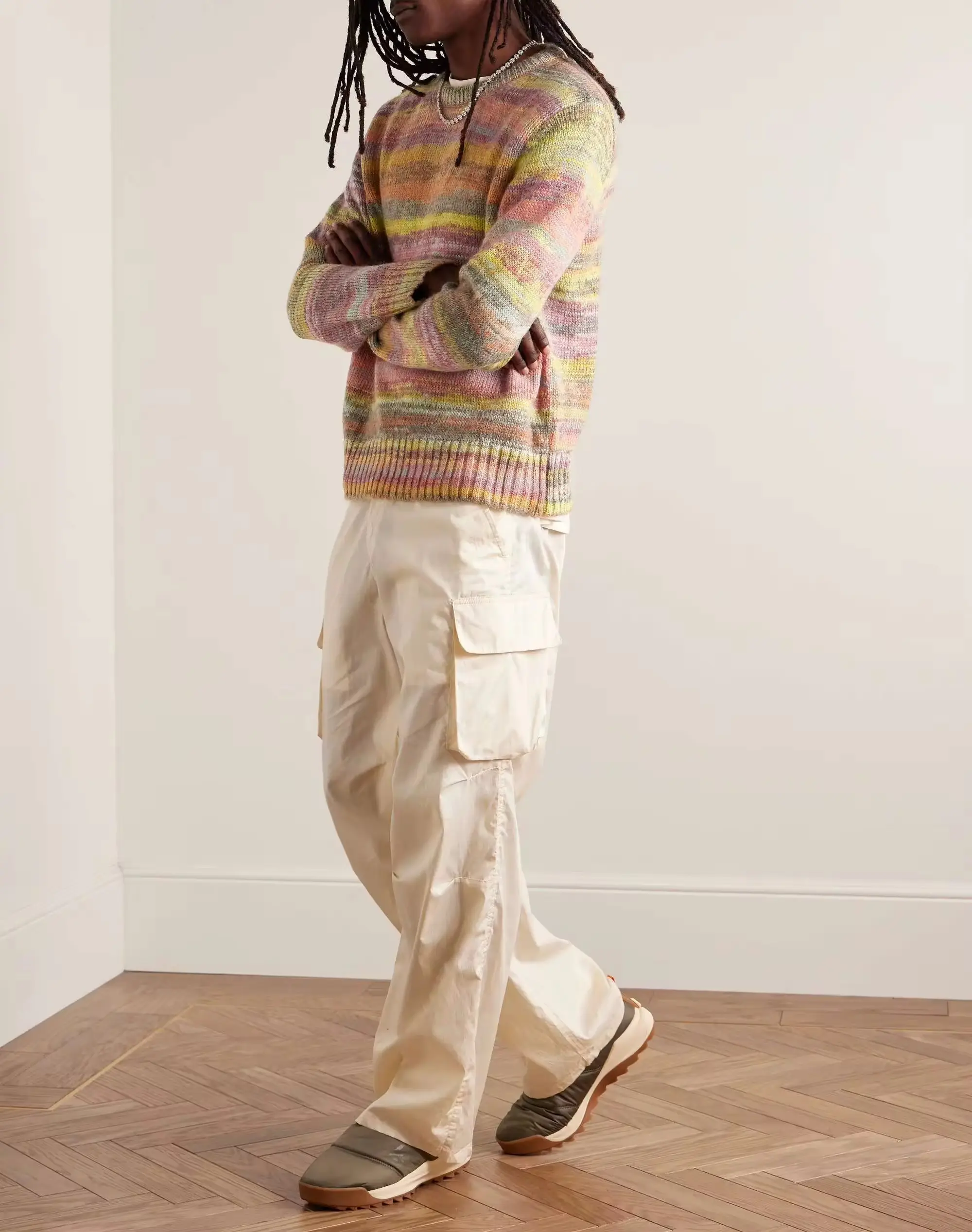 Лидер продаж, модный жаккардовый мужской свитер из мохера с принтом на заказ, вязаный свитер