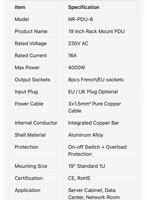 PDU de rack 19 pouces, 8 prises 16A 4000W, multiprise avec barre de cuivre intégrée, prises EU/UK en option, prise en charge OEM
