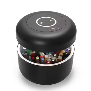 Table basse <span class=keywords><strong>ronde</strong></span> intelligente de nouveau style avec chargement sans fil par haut-parleur Bluetooth et mini-réfrigérateur intégré - Product Image 1