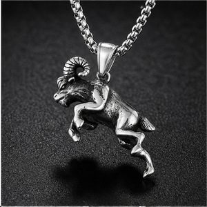 yunnique Stainless Steel Ram Pendant Necklace For Men <b>Animal</b> Shape Fashion Jewelry Gift - Product Image 2
