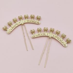 Accessoires <span class=keywords><strong>de</strong></span> bijoux <span class=keywords><strong>de</strong></span> bricolage <span class=keywords><strong>de</strong></span> style ancien Lutin, épingles à cheveux Lotus en alliage, <span class=keywords><strong>couronnes</strong></span> <span class=keywords><strong>de</strong></span> cheveux, chapeaux Hanfu, matériaux artisanaux - Product Image 4