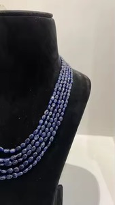 Collier de perles de saphir bleu naturel multi-brins 5 couches 3-8mm réglable Dori Ethnic Wedding Fashion Jewelry Statement Piece - Product Image 2