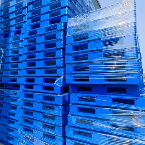 Heavy Duty Anti-Slip Pallets Durable Stackable Blue HDPE Recycled Material Large Plastic Pallet with Steel Reinforcement