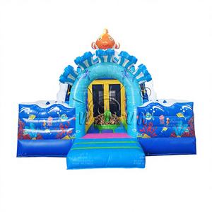 Parcours d'obstacles semi-fermé sur le thème de l'océan WINSUN, château gonflable, moulages, certifié CE, matériau PVC, taille personnalisée - Product Image 1