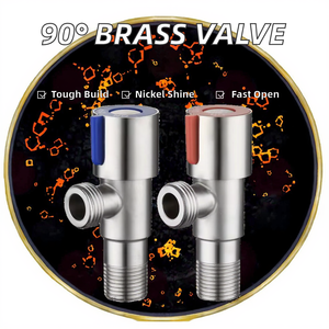 วาล์วเปิด-ปิดมุมฉาก 90 องศา สำหรับห้องน้ำ ออกแบบสำหรับโรงงาน วาล์วน้ำแบบแมนนวลเปิดเร็ว วัสดุทองเหลือง - Product Image 2