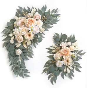 Arche rouge fleurs avec rideaux 2 pièces fleur Swag arc rideaux <span class=keywords><strong>tonnelle</strong></span> décoration <span class=keywords><strong>pour</strong></span> toile <span class=keywords><strong>de</strong></span> fond <span class=keywords><strong>de</strong></span> mariage - Product Image 3