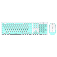Ensemble clavier et souris sans fil T-WOLF TF770 rose et bleu, nouveau design, style punk girl, pour le travail au bureau.