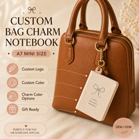 LABON Carnet A7 personnalisé avec porte-clés, couverture crème, motif nœud, pour capturer de beaux moments, pages vierges, chaîne dorée, breloque de sac, OEM ODM