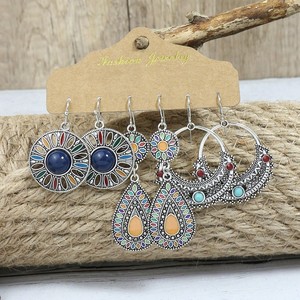 Boucles d'oreilles pendantes en alliage, bijoux fantaisie, style bohème, forme goutte d'eau, pour femmes, accessoires de fête - Product Image 2