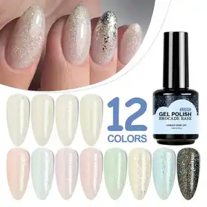 Wekikou Private Label Glitter Rubberen Basis Brokaat Base Coat Gel Dikke Cover Uv Gel Nagellak