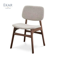 Chaises de salle à manger contemporaines personnalisées, rembourrées en tissu, pieds en bois massif, luxe