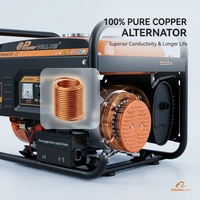 Générateur à essence Power VALUE 2,5 kW, puissance nominale 2,2 kW, démarrage électrique, batterie incluse, AVR, prises EU, CE