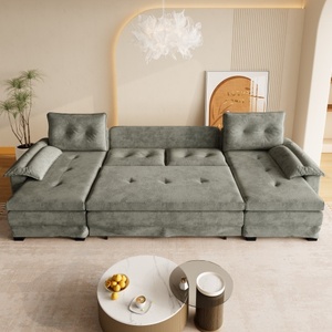 Divano Letto a U Convertibile con Porte USB, Chaise Longue Modulare Oversize per Soggiorno/Appartamento Moderno - Product Image 4