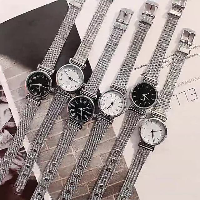 Hot Selling Women's Alloy Case Glass Dial Stainless Steel Band Circle Dial Pointer Hands Minimalist Student Watch Oval Design