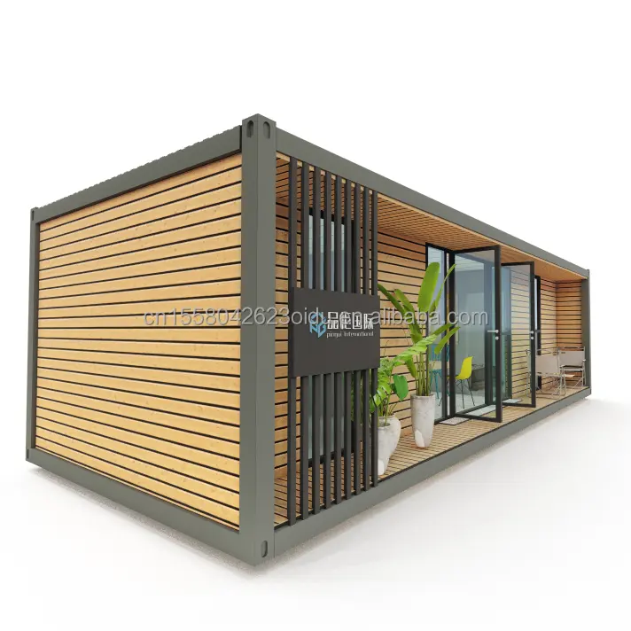 Casa di legno del contenitore economico di lusso di progettazione 40ft 3D con l'home Office prefabbricato di 2 camere da letto