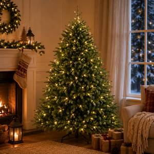 Luxury 5-10FT Artificial Christmas <b>Tree</b> Pre Lit <b>LED</b> <b>Lights</b> Hinged Design Factory Custom Premium Quality OEM - Product Image 1