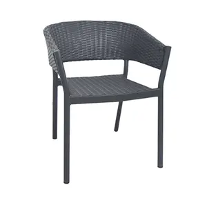 Foshan Aluminum Bistro Rattan Wicker Dining Chairs for Outdoor Restaurant Patio Furniture for Villa School Park Use