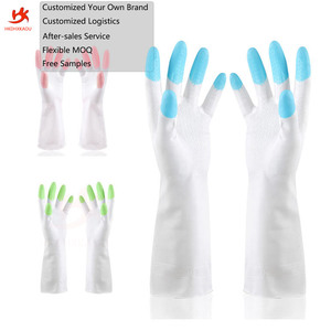 Gants de lavage en latex, accessoire pour les déplacements domestiques, gantelet de cuisine et pour vaisselle, caoutchouc étanche, brosse et bol, 1 pièce - Product Image 1