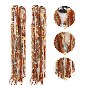 Extensiones de Cabello con Clip Estilo Bohemio, Fibra de Alta Temperatura, Multicolor, con Pequeñas Flores y Borlas Largas, Trenzadas - Product Image 2