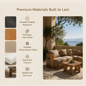 Muebles de Jardín de Lujo, Madera Resistente al Agua, Conjuntos de Sofás <span class=keywords><strong>para</strong></span> Exteriores, Sofá de Patio de Teca <span class=keywords><strong>para</strong></span> Hotel, Conjunto de Sofás Modernos <span class=keywords><strong>para</strong></span> Jardín - Product Image 3