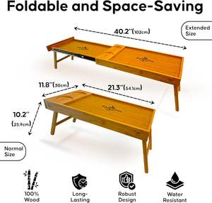 <span class=keywords><strong>Plateau</strong></span> de lit/<span class=keywords><strong>canapé</strong></span> rectangulaire en bois d'acacia, gain de place, double usage, avec emplacements pour tasses, idéal pour le petit-déjeuner, prêt à offrir - Product Image 6