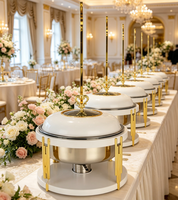 FULAIXIN Réchaud de buffet de luxe élégant en acier inoxydable doré 8L, chauffe-plats à alcool 50-70°C, longue durée de vie