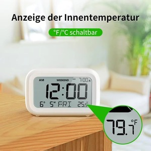 Trắng cạnh giường ngủ Đồng hồ LCD hiển thị âm lượng có thể điều chỉnh chế độ cuối tuần phòng ngủ văn phòng bàn Du Lịch Kỹ thuật số Đồng hồ báo thức - Product Image 4