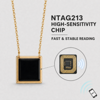 Collier intelligent NFC en laiton plaqué or avec pendentif pour partage d'URL sur les réseaux sociaux OEM ODM