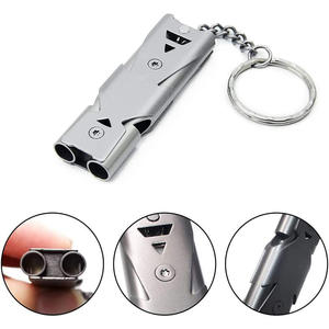 Sports Emergency Survival Whistle Double Tubes <b>Safety</b> Stainless Steel Whistles W/ <b>Keychain</b> for Outdoor Boating Camping Hunting - Product Image 3