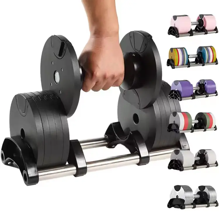 In Stock Dumbbell Free Weights Set 25lb Equipment Gym Smart Adjustable Dumbbells