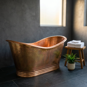 Baignoire autoportante en cuivre artisanale, ovale, antique, sans couvercle, pour la maison, l'hôtel, la salle de bain - Artisanat indien - Product Image 3