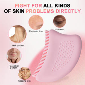 Brosse en silicone avec logo personnalisé, nouveau modèle, brosse pour le contour du visage, brosse pour le contouring facial, brosse pour les soins des yeux et du cou - Product Image 4