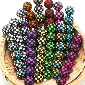 Nuevas Cuentas Redondas de Silicona con Diseño de Bandera a Cuadros de 15 mm, Personalizadas con Impresión, para Bolígrafos, Joyería, Collares, Pulseras, Manualidades, DIY 2024 - Product Image 4