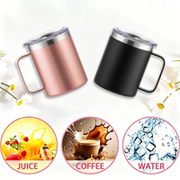 Mug Kopi Vakum Isolasi Stainless Steel 304 Bebas BPA 12oz dengan Gagang untuk Minuman Panas/Dingin, Retensi Suhu 12 Jam