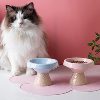 Gamelle en céramique pour chat, design incliné surélevé, anti-déversement, couleur unie, pour nourriture et eau, avec support de cou