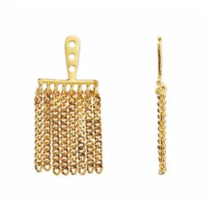 Popular Products trending Gold Dancing Chains Behind Ear Earrings Girls Tiny Mini Diamond CZ Zirconia Stud Earrings