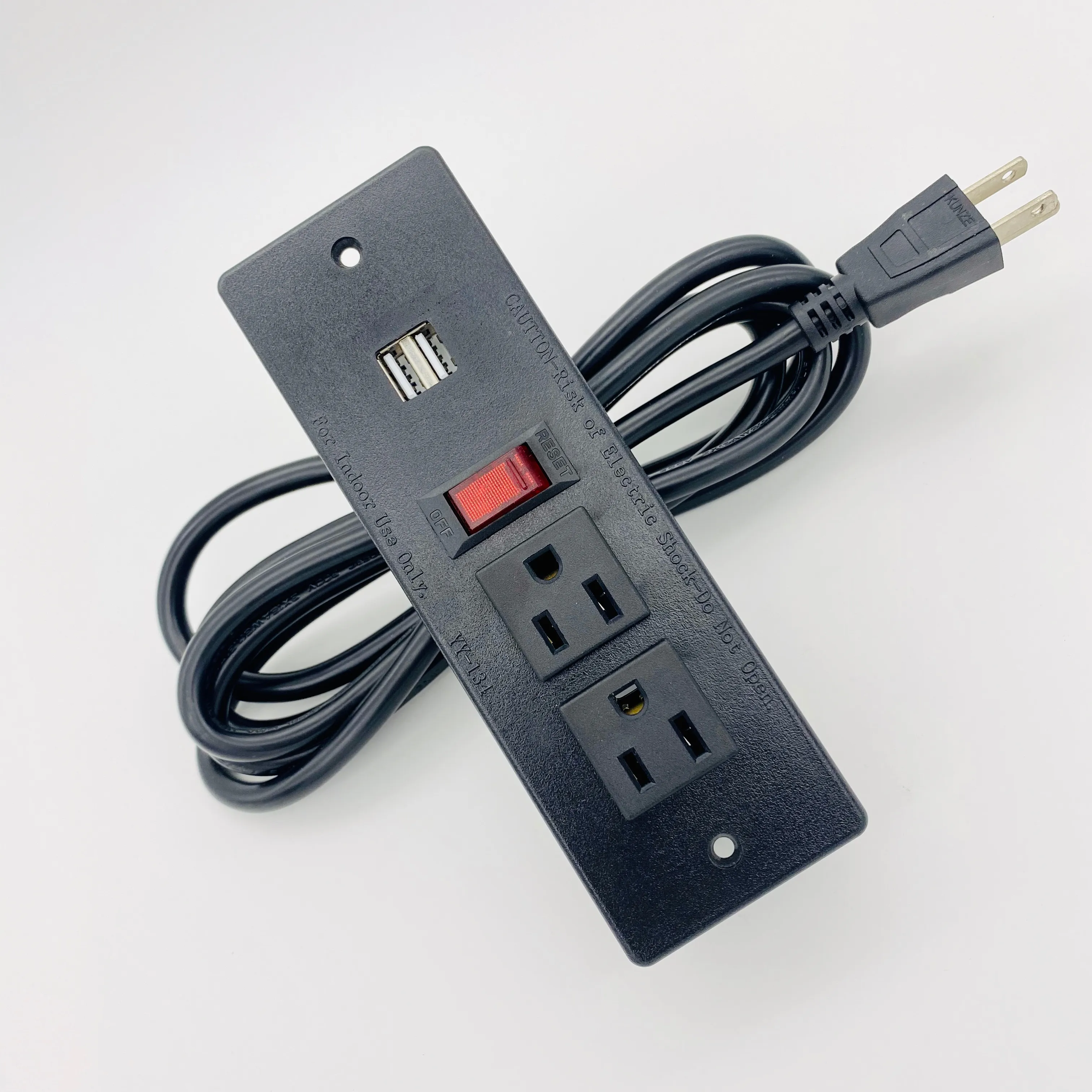 ETL/UL Einbaustelle US-Typ Steckdose 100-240 V/12 A/15 A Steckdose Stromstreifen mit 2 AC+1 Switch+2 USB