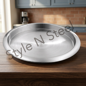 Plateau de serveur de bar Plateau de bar rond martelé 35 cm avec jante Utilisation pour Bar Hôtel Restaurants au prix de gros en acier inoxydable - Product Image 3