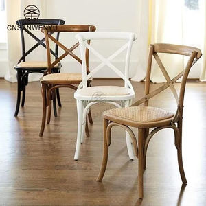 थोक ठोस लकड़ी बैकरेस्ट राजभोज कुर्सी होटल घर लकड़ी का मल क्रॉस पीछे रेट्रो डाइनिंग चेयर - Product Image 2