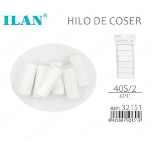 Filo da Cucito Ilan 40S/2 6 Pezzi Bianco per Progetti di Cucito - Product Image 1