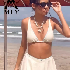 ملابس سباحة نسائية من MLY، تنورة شبكية، بيكيني بحمالة رقبة، طقم بيكيني من ثلاث قطع، بدلة استحمام - Product Image 4