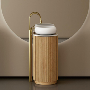 Mueble <span class=keywords><strong>de</strong></span> <span class=keywords><strong>Baño</strong></span> <span class=keywords><strong>de</strong></span> Estilo Neo-Chino con Rejilla <span class=keywords><strong>de</strong></span> Madera y Rayas, con Amplio Espacio <span class=keywords><strong>de</strong></span> Almacenamiento y Lavabo <span class=keywords><strong>de</strong></span> Cerámica para Balcón o <span class=keywords><strong>Baño</strong></span> - Product Image 4