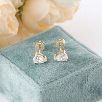 Bijoux fins en or 10k, boucles d'oreilles en Moissanite à vis 4x6mm, boucle d'oreille en diamant de Moissanite de poire