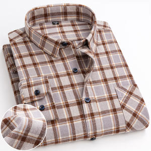 Camicia a maniche lunghe a quadri personalizzata di alta qualità per gli uomini allenta <span class=keywords><strong>tutto</strong></span> Casual - Product Image 5